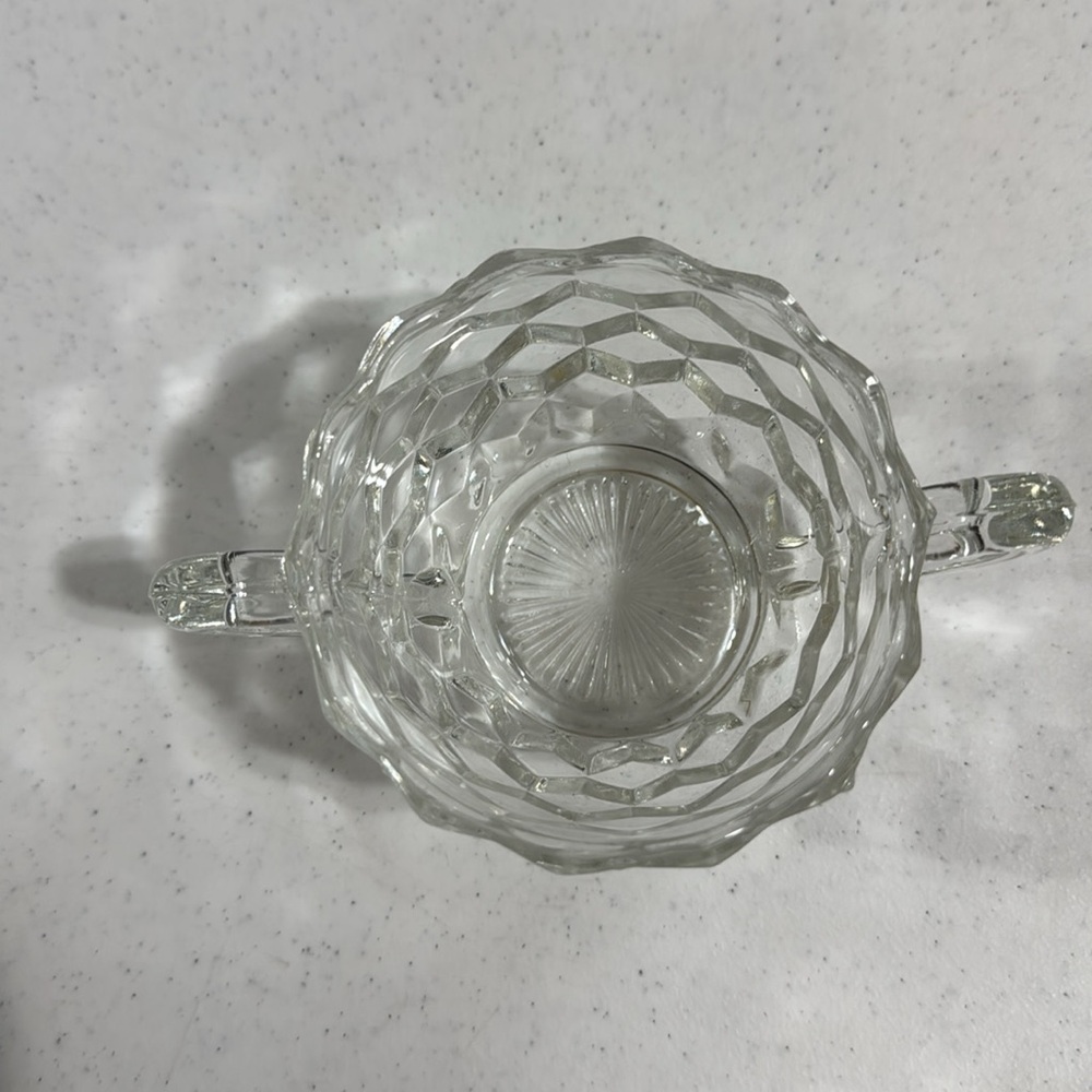 Fostoria American Pattern Clear Glass Creamer and Sugar Vintage Set - Picture 5 of 8